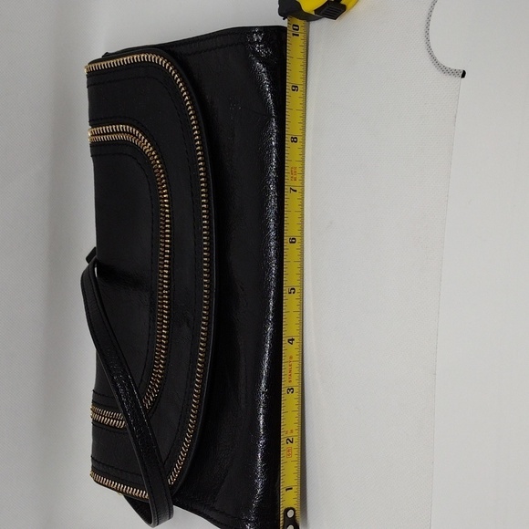 Michael Kors Naomi Black Leather Clutch with Detachable Gold Chain Strap - Picture 12 of 14